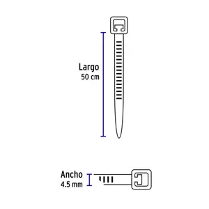 Volteck Bolsa con 25 cinchos plásticos 50 lb, 500x4.5 mm, naturales