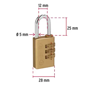 Hermex Candado de combinación 28 mm cuerpo de latón en blíster