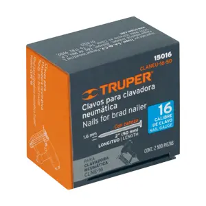 Caja con 2500 clavos calibre 16, 50 mm para CLNE-16, Truper