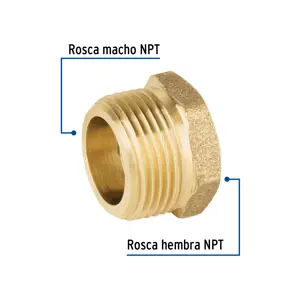 Reducción bushing de latón, 3/4