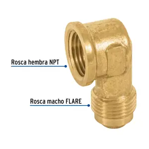 Codo para estufa a 90° de latón de 3/8 x 3/8