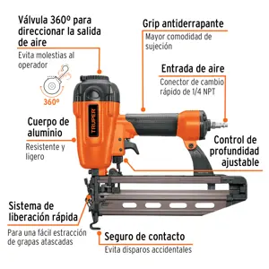 Clavadora neumática profesional, calibre 16, Truper