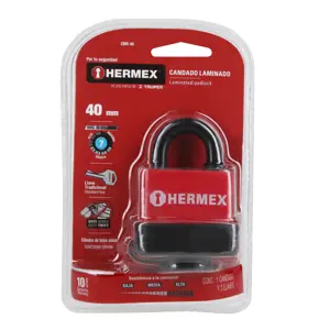 Hermex Candado laminado, recubierto de plástico, 40mm, blister