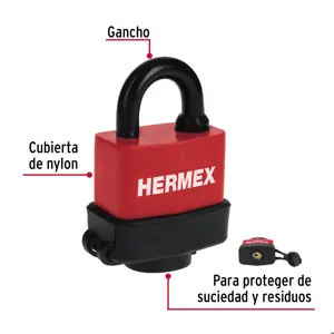 Hermex Candado laminado, recubierto de plástico, 40mm, blister