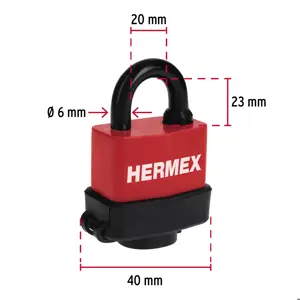 Hermex Candado laminado, recubierto de plástico, 40mm, blister