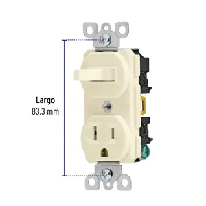 Volteck Interruptor de palanca con contacto, Standard, marfil