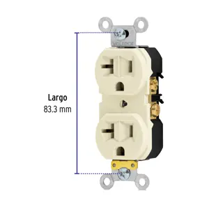 Volteck Contacto dúplex, 2 polos 3 hilos, 20 A, Standard, marfil