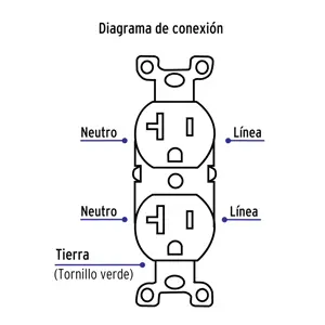 Volteck Contacto dúplex, 2 polos 3 hilos, 20 A, Standard, marfil