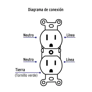 Contacto dúplex, 2 polos 3 hilos, Standard, marfil, Volteck