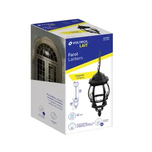 Volteck Arbotante tipo farol tradicional colgante p/exterior, negro