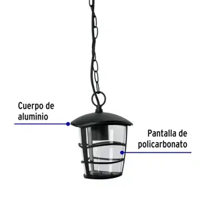 Volteck Arbotante tipo farol moderno colgante para exteriores, negro