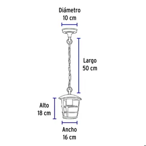 Volteck Arbotante tipo farol moderno colgante para exteriores, negro