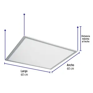 Volteck Panel delgado colgante de LED 45 W 60 x 60 cm luz de día