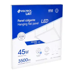 Volteck Panel delgado colgante de LED 45 W 60 x 60 cm luz de día