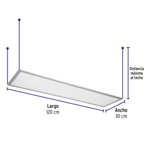 Volteck Panel delgado colgante de LED 45 W 30 x 120 cm luz de día