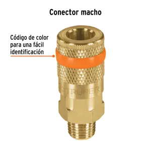 Cople de latón, cuerda 1/4 NPT, macho, Truper