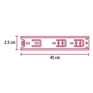 Hermex Bolsa con 2 correderas extensión 45 cm p/cajón, ancho 2.5 cm