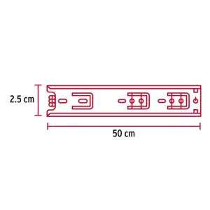 Hermex Bolsa con 2 correderas extensión 50 cm p/cajón, ancho 2.5 cm