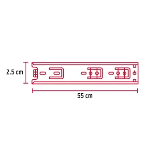 Hermex Bolsa con 2 correderas extensión 55 cm p/cajón, ancho 2.5 cm