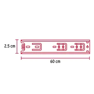 Hermex Bolsa con 2 correderas extensión 60 cm p/cajón, ancho 2.5 cm