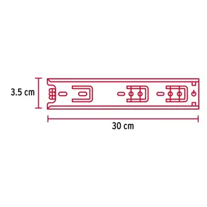 Hermex Bolsa con 2 correderas extensión 30 cm p/cajón, ancho 3.5 cm