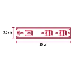 Hermex Bolsa con 2 correderas extensión 35 cm p/cajón, ancho 3.5 cm