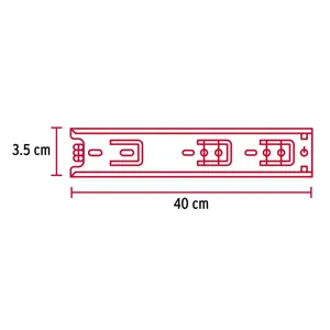 Hermex Bolsa con 2 correderas extensión 40 cm p/cajón, ancho 3.5 cm