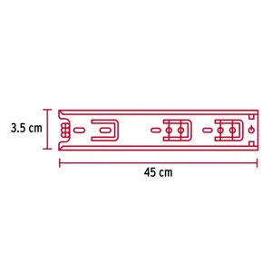 Hermex Bolsa con 2 correderas extensión 45 cm p/cajón, ancho 3.5 cm