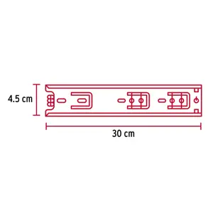 Hermex Bolsa con 2 correderas extensión 30 cm p/cajón, ancho 4.5 cm