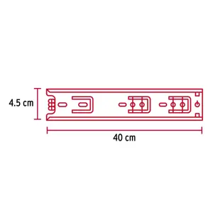 Hermex Bolsa con 2 correderas extensión 40 cm p/cajón, ancho 4.5 cm