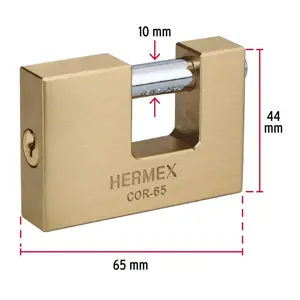 Hermex Candado antipalanca, 65mm, cuerpo de latón llave tradicional