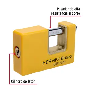 Candado antipalanca 75 mm cuerpo metálico, Hermex Basic