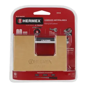 Hermex Candado antipalanca, 88mm, cuerpo de latón llave tradicional