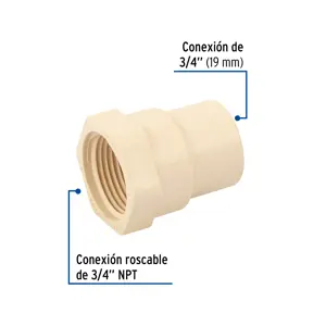 Conector hembra de CPVC 3/4