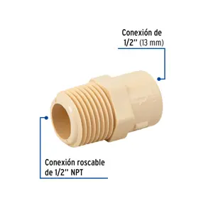 Conector macho de CPVC 1/2