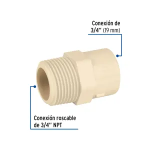 Conector macho de CPVC 3/4