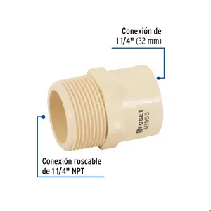 Conector macho CPVC 1-1/4