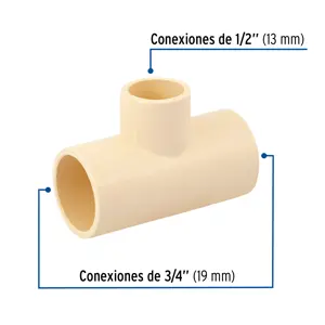 Tee reducida central de CPVC 3/4