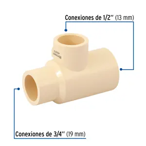 Tee reducida lateral de CPVC 3/4