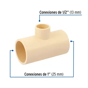 Tee reducida central de CPVC 1