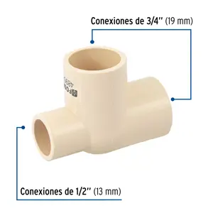 Tee reducida lateral de CPVC 3/4