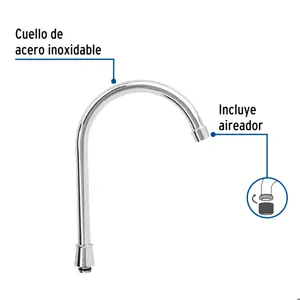 Foset Cuello alto para mezcladora de fregadero, cromo, Basic