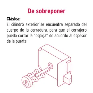 Hermex Cerradura sobreponer derecha clásica, llave tetra, caja