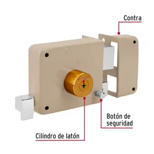 Hermex Cerradura sobreponer derecha clásica, llave tetra, caja