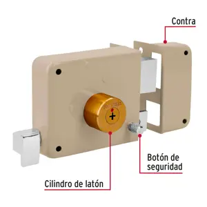 Hermex Cerradura sobreponer derecha clásica, llave tetra, blíster