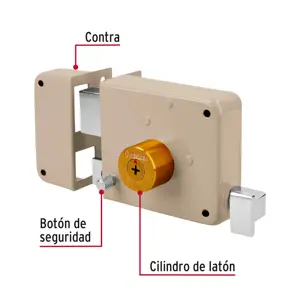 Hermex Cerradura sobreponer izquierda clásica, llave tetra, caja