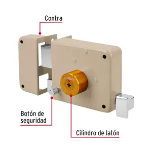 Hermex Cerradura sobreponer izquierda clásica, llave tetra, blíster