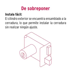 Hermex Cerradura sobreponer der instala-fácil, llave tetra, caja