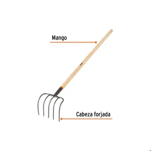 Truper Cultivador forjado para jardín 5 dientes, mango de 60