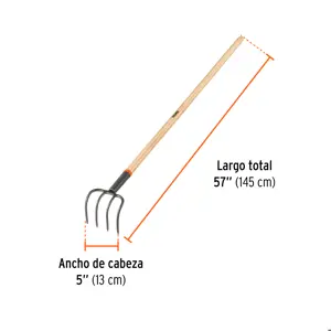 Truper Cultivador forjado para jardín 5 dientes, mango de 60